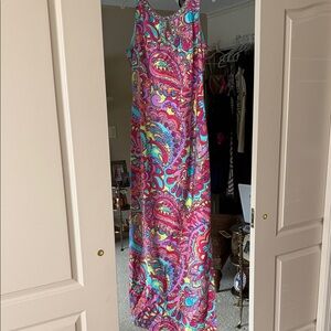 Lilly Pulitzer Pink and Blue Paisley Maxi Dress